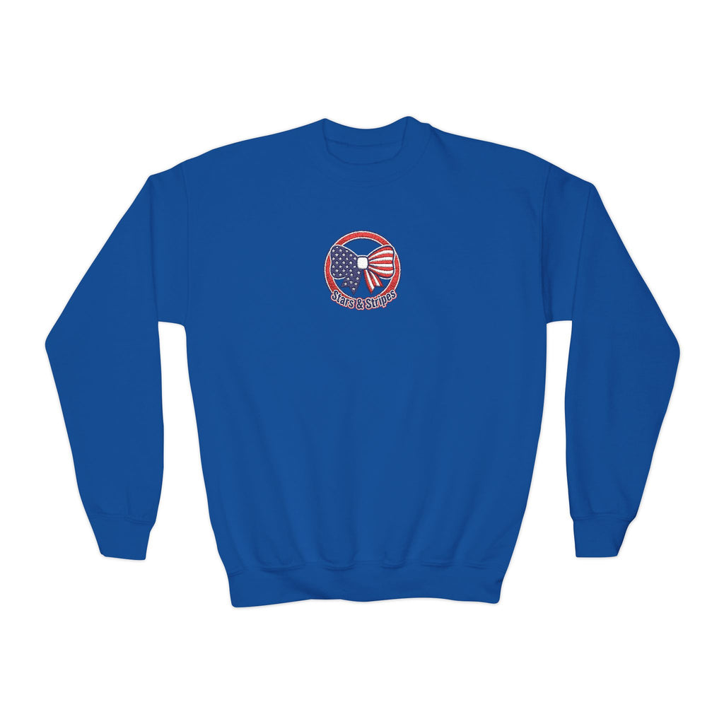 Youth Crewneck Sweatshirt – Patriotic Eagle USA Flag Graphic