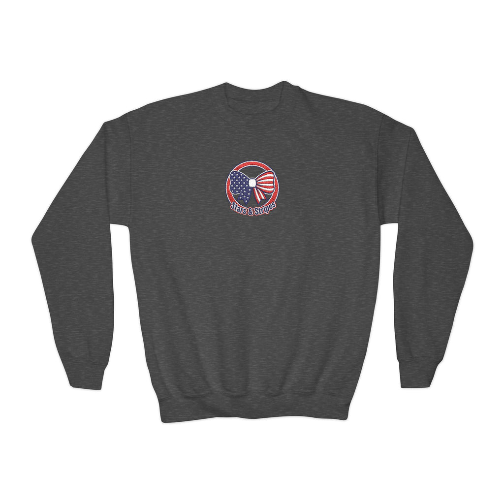 Youth Crewneck Sweatshirt – Patriotic Eagle USA Flag Graphic