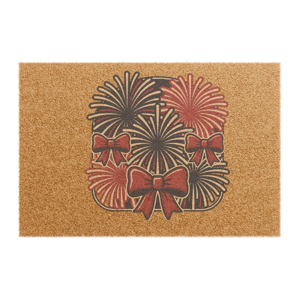 Patriotic Fireworks Doormat — Red Bow Entryway Mat