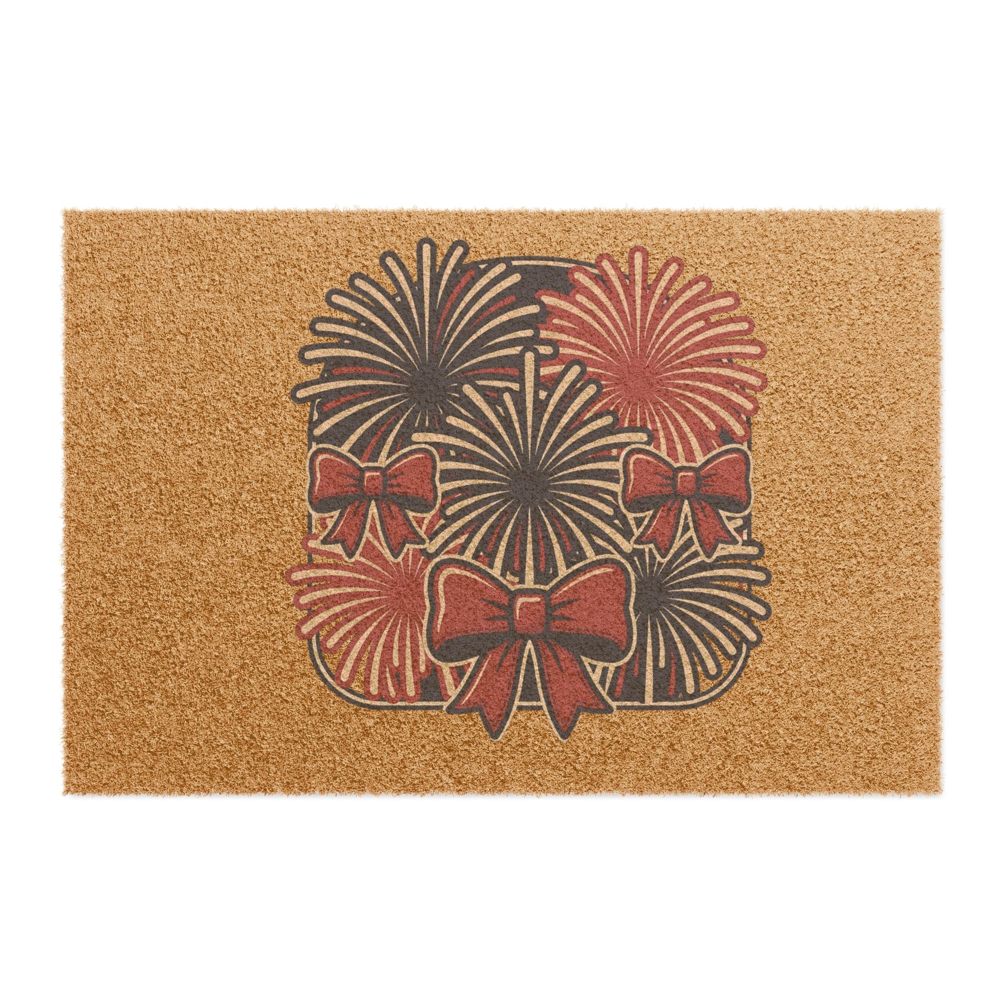 Patriotic Fireworks Doormat — Red Bow Entryway Mat