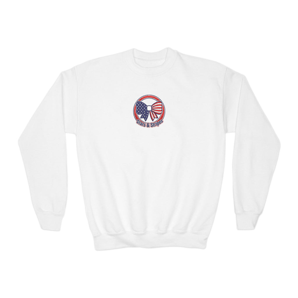 Youth Crewneck Sweatshirt – Patriotic Eagle USA Flag Graphic
